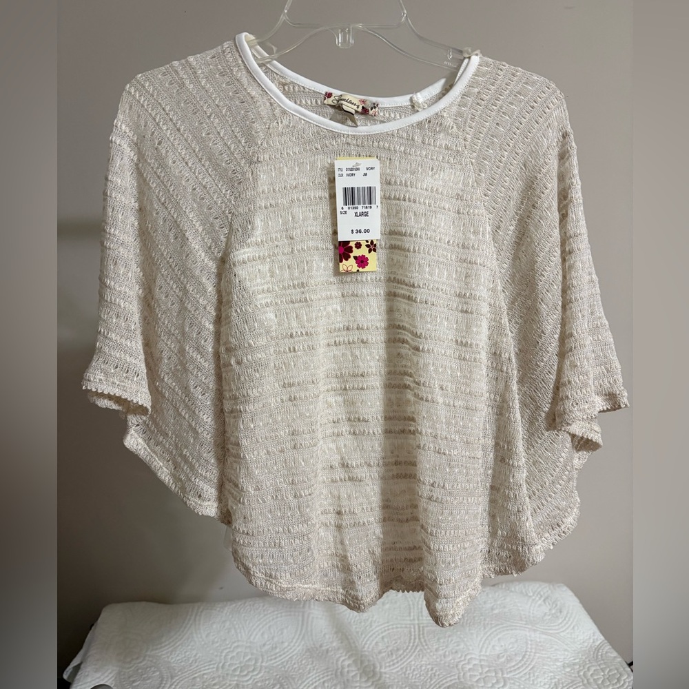 Speechless Cream Textured Knit Tunic Top